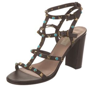 Valentino Garavani Brown  Heels with Gold and Turquoise Details